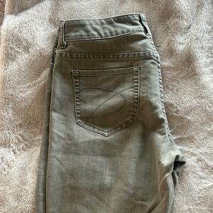 Super cute hail, greyish green Chico jeans.